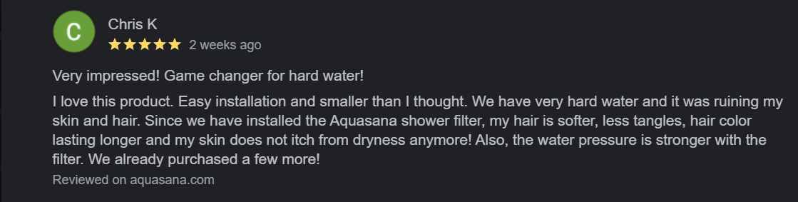 A five-star review of the Aquasana Shower Filter 